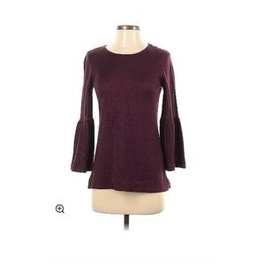 Calvin Klein Burgundy Shimmer Bell Sleeve Crew Neck Sweater Woman's Size M